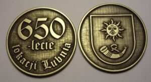 Medal patynowany  rozmiar 50 mm liternictwo wypukłe