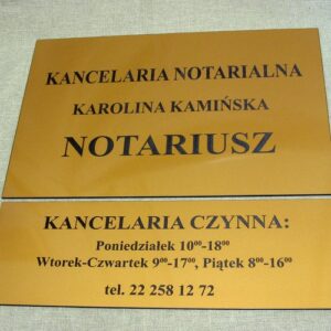 Tabliczka wewnętrzna na drzwi dla notariusza grawerowana z laminatu lz 992