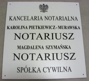 Tablica notarialna grawerowana - laminat grawerski biały lzp 902 wymiar 50x51 cm